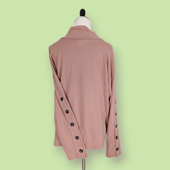 Madewell Button-Sleeve Turtleneck Top Dusty Rose S - Picture 2 of 7